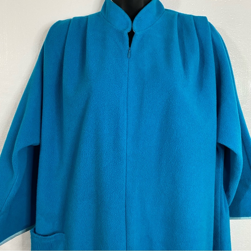 Vassarette Fleece Housecoat Robe Vintage Half Zip Size‎ Medium EUC Blue